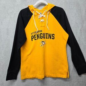 NHL Women's Pittsburgh Penguins Hoodie MEDIUM Black Yellow Hockey